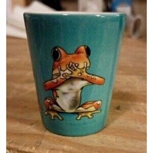 NC AQUARIUM FROG Shot Glass, Souvenir Shot Glasses, State Souvenir Glasses, #6